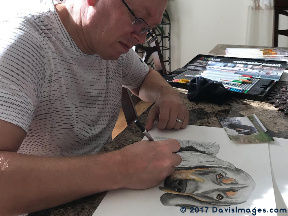 Charlie painting Duke